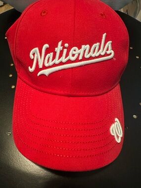 Nationals Red Baseball Cap with White Script